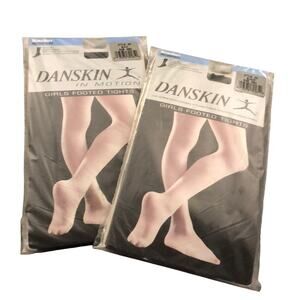 Danskin Style 387 Girls Medium 2 Pairs Black microfiber tights